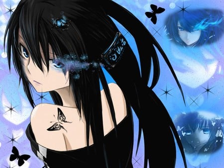 BRS-mix - vector, brs, blackrockshooter, shooter, black, hatsune, vocaloid, blue, anime, kuroi, miku, rock, ova, black rock shooter