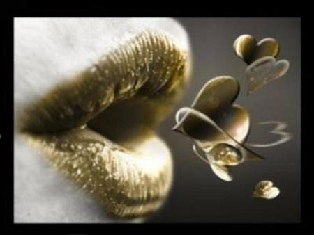 BLOWING HEART - hearts, lips, blowing, gold