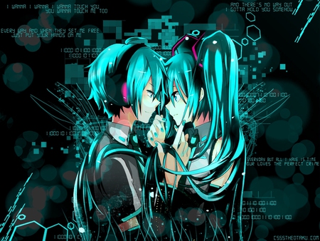 I Wanna - hatsune, code, numbers, vocaloid, green, miku, binary, mikuo