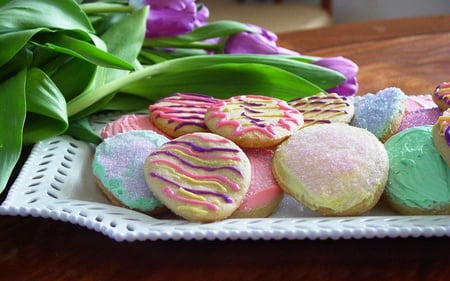 Easter Cookies - flowers, easter, abstract, tulips, nature, beautiful, photography, cookies