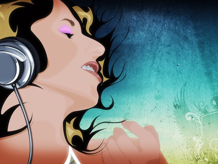 Power of Music - style, vector, girl, headphone, music, song, hd, cool, 3d