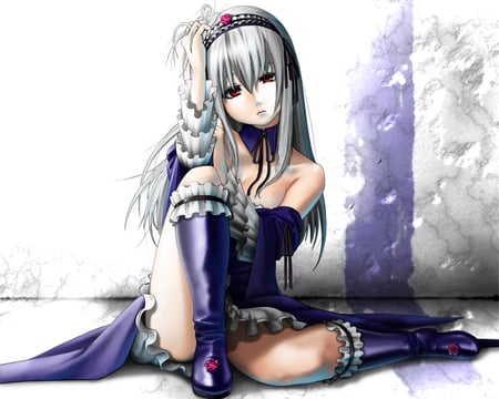 Alone of sad - goth, anime girl, female, sad, dress, alone, gothic