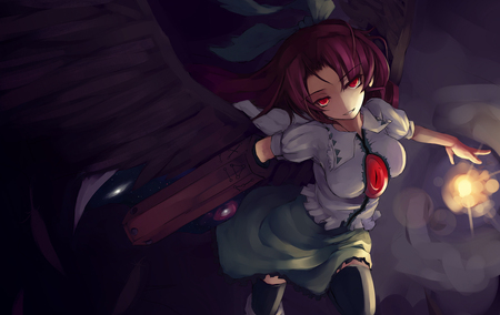 Reiuji Utsuho - anime, wings, girl, red