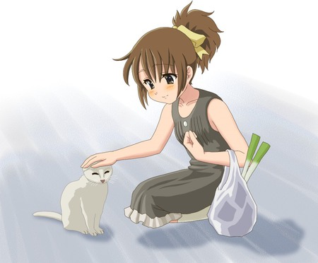 Friendly Neko - anime, neko, girl, cute, cat