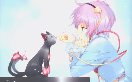 Point on the nose - anime, neko, girl, cat