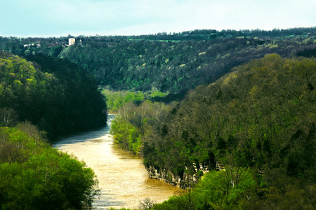 The Lazy River - river, trees, kentucky, view, green, bright, lazy, the