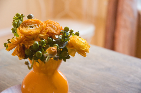 yellow still life - flowers, vase, yellow, still life