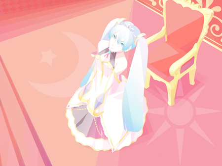 Music Queen - music, vocaloid, anime, miku, queen, dress, girl, hatsune