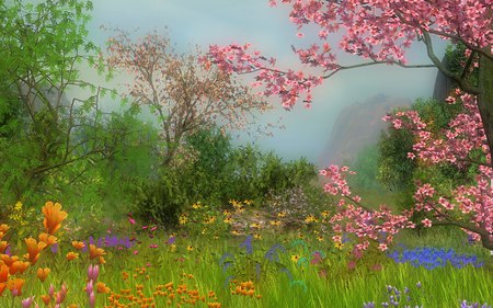 Spring-Potpourri - flowers, paint, nature, spring, grass, colors