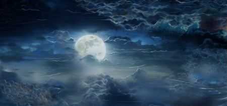 Moon - moon, abstract, clouds, moonlight, wallpaper, fantasy