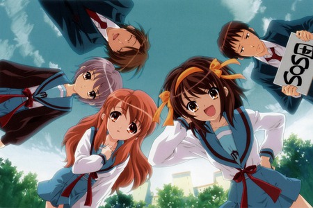 SOS Brigade - school, friends, anime, sky