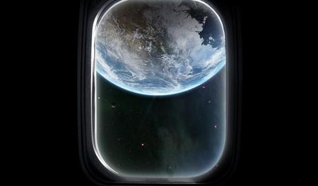 View of the Earth through the porthole - view, abstract, 3d, earth