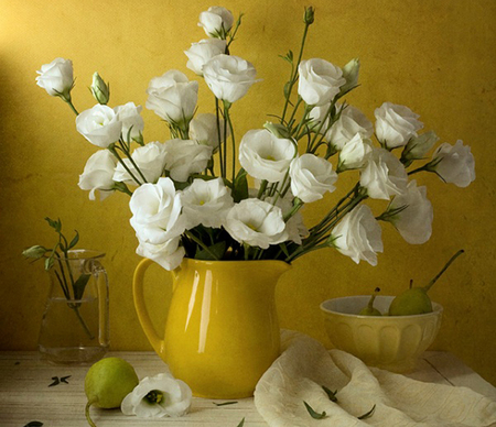 White flowers - white, nature, flowers, pears