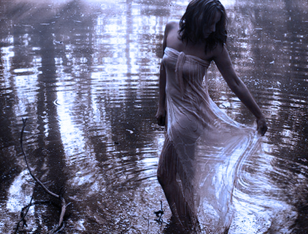 Bath - female, model, bath, river