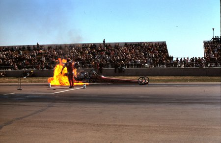 On Fire - man, car, dragster, fire