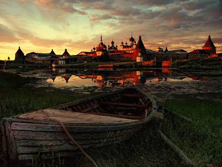 abondend - abonden, sunset, peace, boat