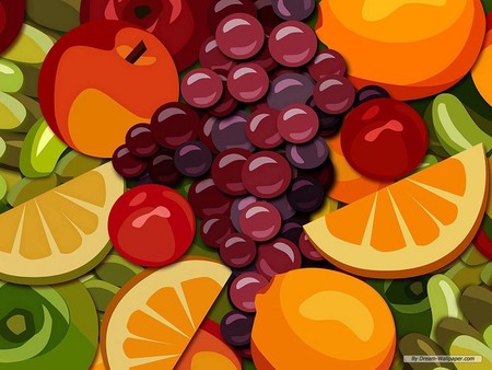 Mixed fruit - abstract, vegetable, orange, grape, food, fruit