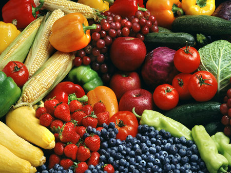 Fresh fruits - vegetable, banana, tomato, grape, food, fruit