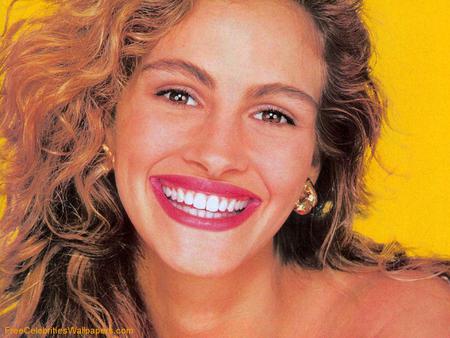 Julia Roberts - pretty, nice eyes, female, still big smile, nice long curly hair, actress