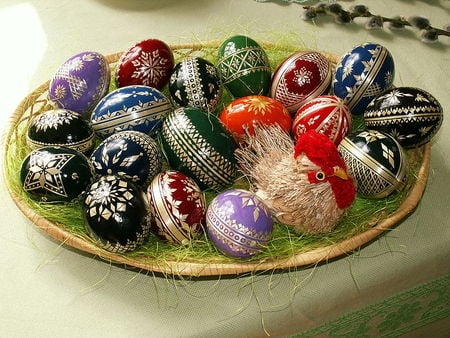 Easter eggs - eggs, easter, coloured, painted