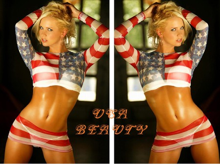 USA Beauty - usa, abs, armpit, blond, shorts, sexy, flag