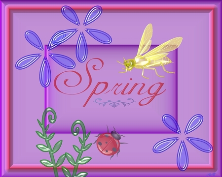 Spring - flowers, abstract, insects, nature, spring, photo shopped, 3d, glass