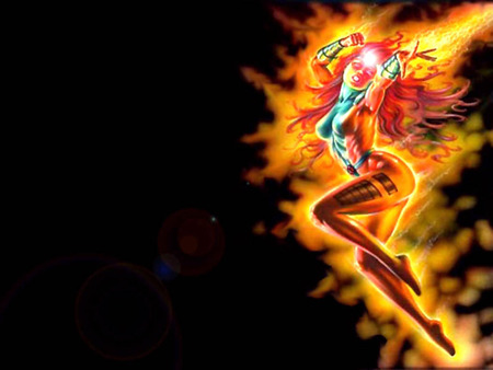 Phoenix - woman, comic, art, flames, hero, fire, comic books