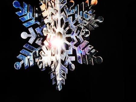 light on snowflake - snowflake, christmas, shining, snow