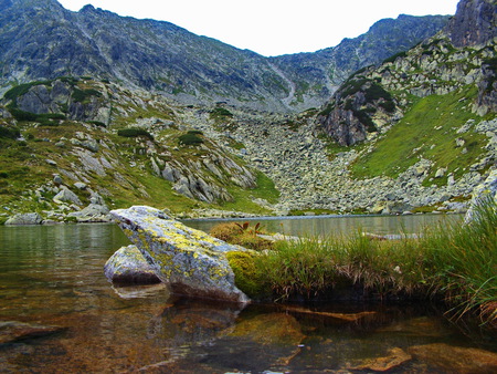 A mountain lake - beauty, lake, water, clear, mountains, rocks