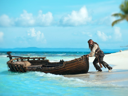 Capt'n Jack - beach, pirate, boat, movie, island, caribbean, entertainment, sand