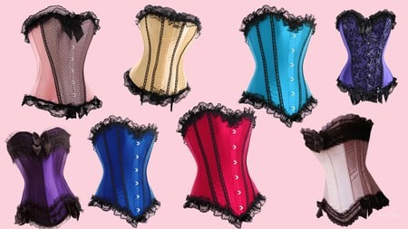 Lace Corsets - colorful, vintage, corsets, fashion, firefox persona, sexy, underwear