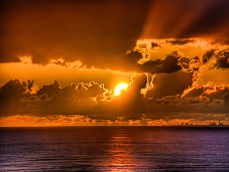 Fire sky - cloud, sky, sunset, sea