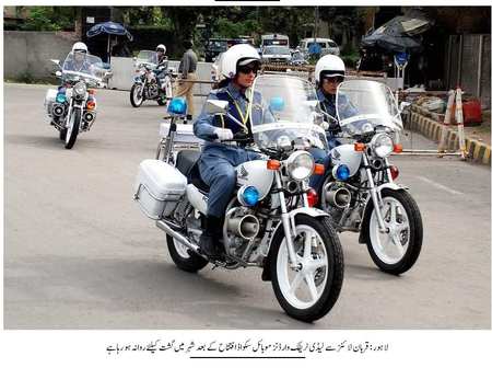 Female motorcycle cops-Japan - women, trees, road, motorcycles