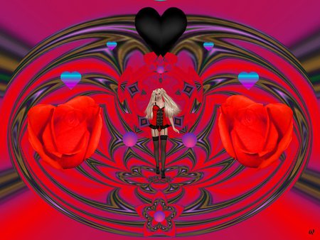 Red and Black Desires - eye candy, collage, 3d, fractal, abstract