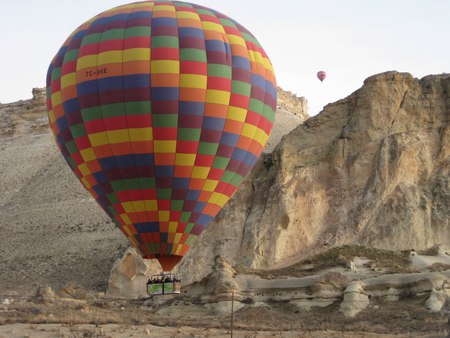 hot air balloons in the mountains - aircraft, hot air balloons, mountains, sky