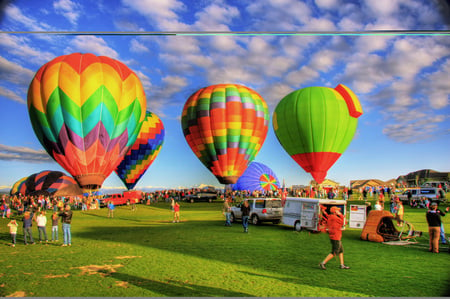 the air full of balloons - aircraft, sky, hills, air, balloon, fly