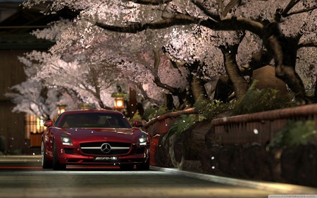 Mercedes:Benz - gran turismo, speed, benz, racing, night, fast, mercedes, car, hd, video game, sportscar, race