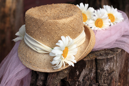 The Hat - woman, daisy, still life, hat