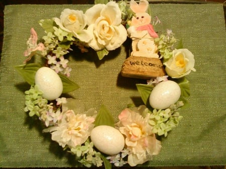 Easter Wreath - eggs, wreath, still life, roses