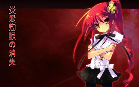 Shana - black, anime, white, skirt, red, girl, shana, flame