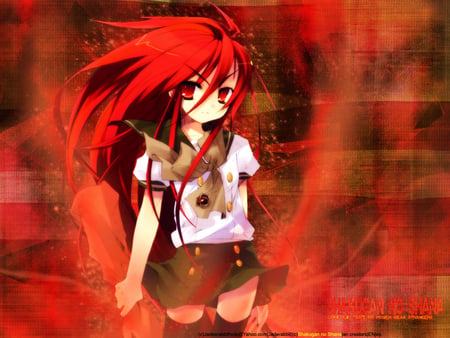 Shana - thigh, skirt, school, girl, shana, neck, lace, highs, uniform, black, white, red