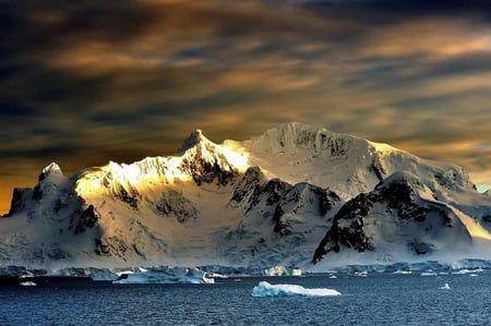 Antartida - clouds, ice, antartida south, ocean, mountains, iced, sky