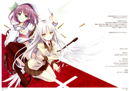 Angel Beats - white, yellow eyes, green eyes, school, long hair, purple hair, short hair, gray hair