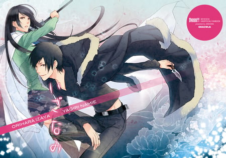 Orihara and Yagiri - sword, blackdrrr, pink, durarara, knife