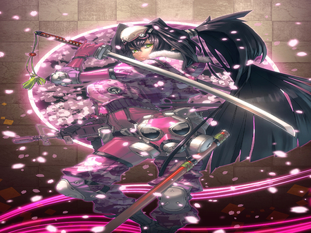 Soldier Ninja - soldier, anime girl, female, cherry blossom, gun, sword, ninja, mask, katana, rifle