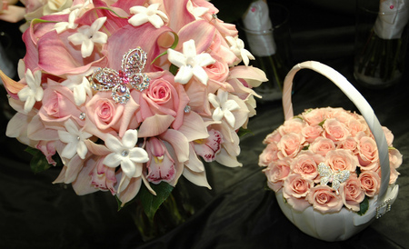 pink beauty - orchids, roses, beauty, still life, arrangement