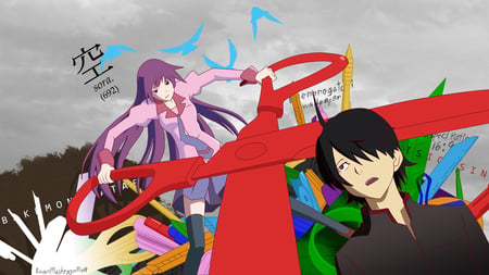 Tsundere-chan - araragi koyomi, bakemonogatari, sora, hitagi senjougahara