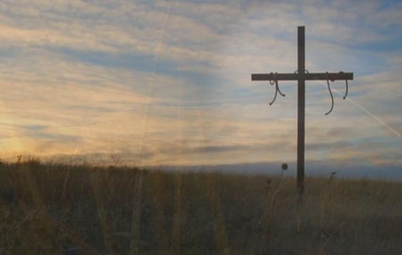 Easter Cross - easter, clouds, cross, sun, grass