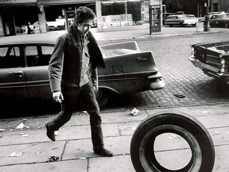 Bob Dylan - white, black, dylan, photo, cars, bob