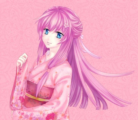 Megurine Luka - pretty, artistic, pink, luka, nice, program, megurine, beauty, kimono, virtual, cg, megurine luka, cute, traditional, aqua eyes, song, japanese, vocaloid, anime, music, aqua, pink hair, art, idol, anime girl, beautiful, singer, girl, cool, awesome, diva, digital, vocaloids